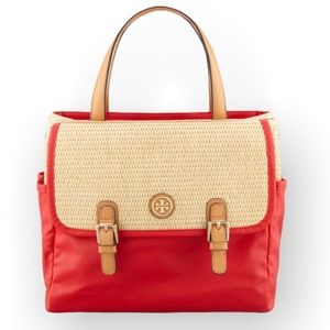 Tory Burch • Pierson  Canvas Beach Tote • Natural/Red
